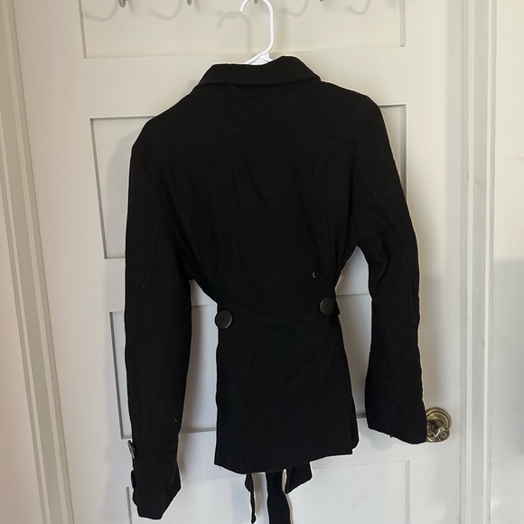 Miss LiLi Black Trench Coat With Belt - Picture 2 of 5